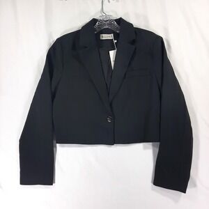 Elleven Black Cropped Blazer Single Button Jacket Womens Medium NEW WITH TAGS